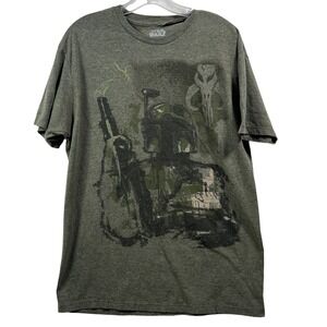 Star Wars Boba Fett Graphic T-Shirt Mens Large Heather Olive Mad Engine Tee